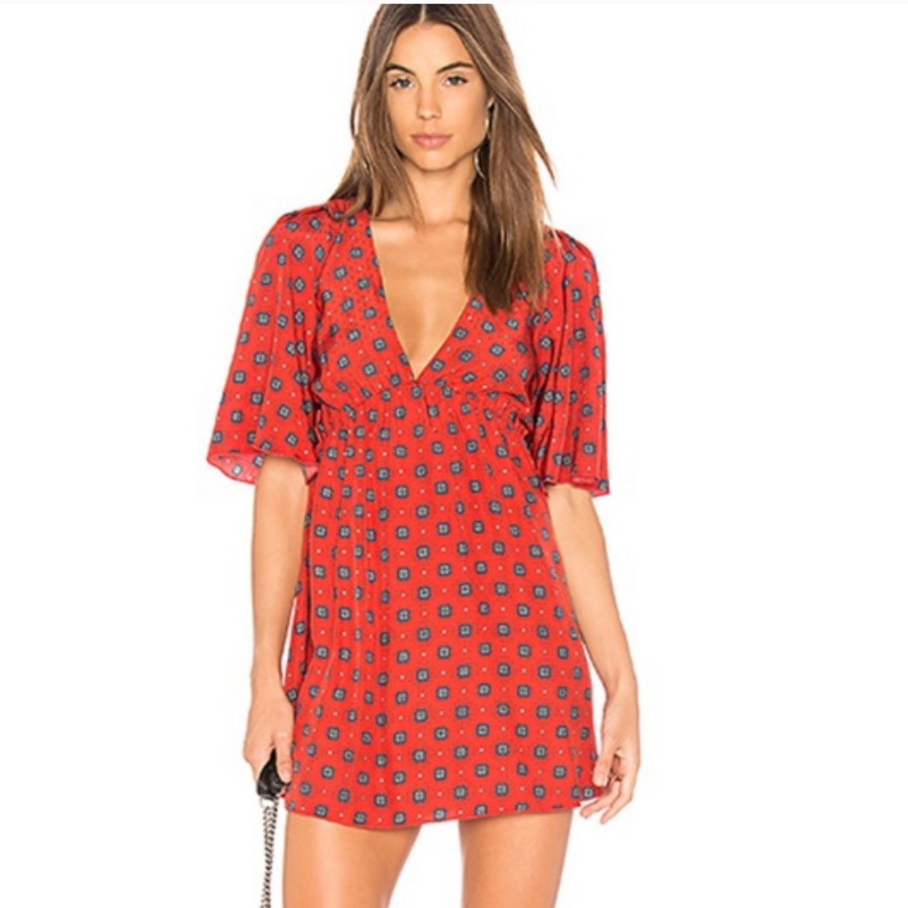 Stone Cold Fox Warren V-Neck Silk Mini Dress